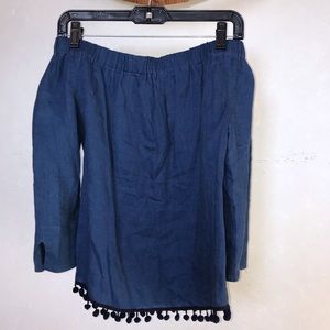 Zara blue off the shoulder blouse